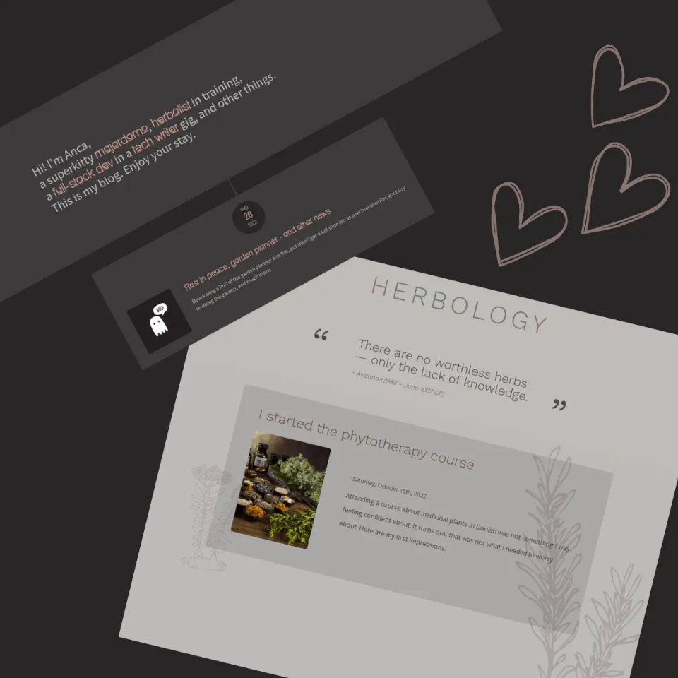 Screenshot of a blog with Astro, a blog with Nuxt.