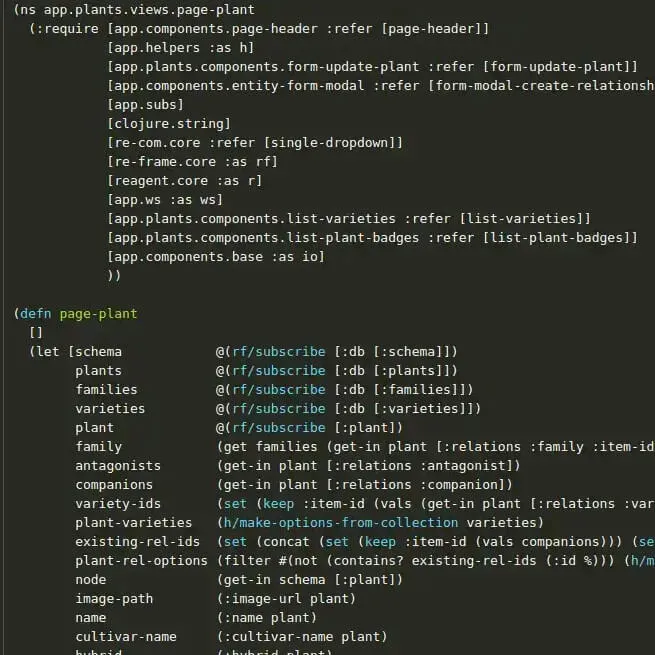 ClojureScript and hiccup in an app page view.